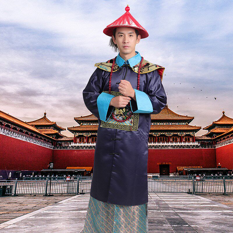 速发2024新款清朝官服黑色李鸿章e林则徐古装王爷侍卫士兵服影视