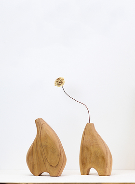热销新中式复古禅意实木干t花瓶客厅茶室餐桌插花小花器玄关装饰