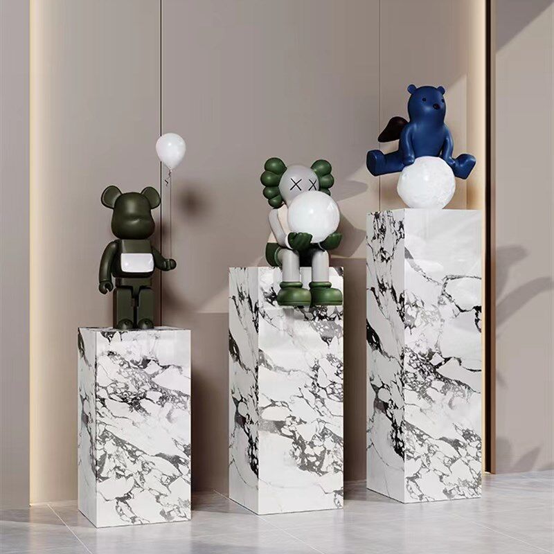 热销黑色立柱岩j板花架轻奢摆件客厅装饰品摆件装饰架展示台底座