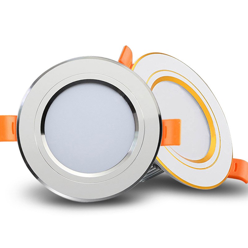 新款LED三色变光筒灯嵌入式天花灯家用3W5W7W吊顶灯服装店衣帽间