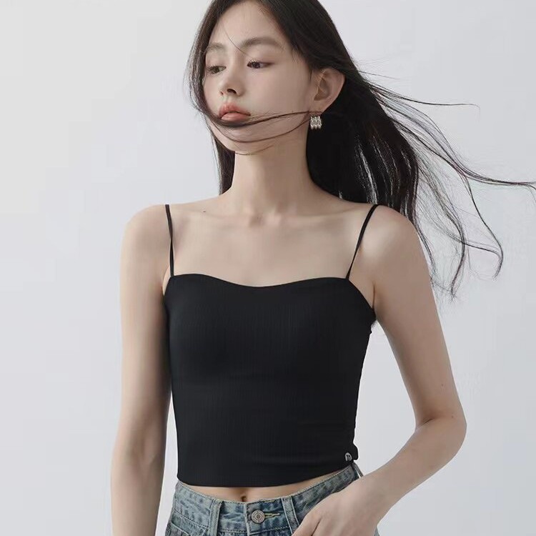 曼娜莎美背吊带背心女内搭带胸垫一体打底小胸显大内衣外穿夏季薄