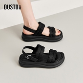 女款 大东黑色运动凉鞋 外穿平底软底女鞋 厚底沙滩鞋 女2026新款 夏季