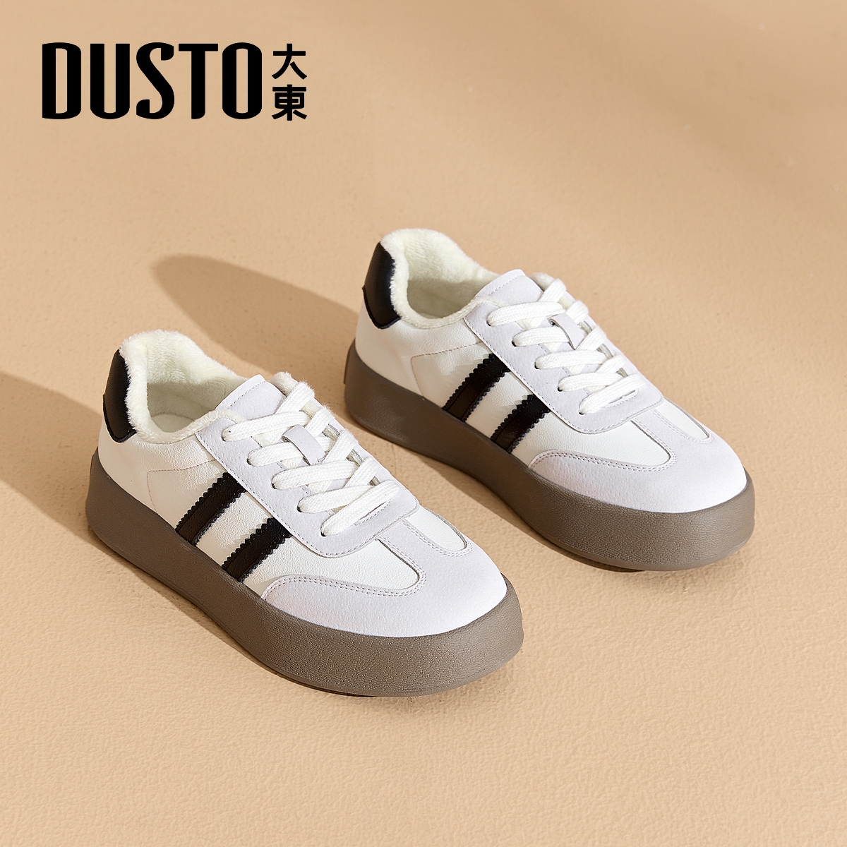 大东德训鞋厚底加绒女鞋小白鞋