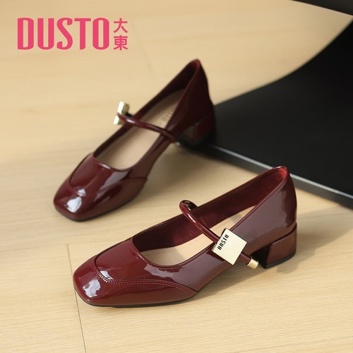 大东官方正品红色玛丽珍小皮鞋