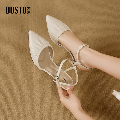 大东官方正品包头尖头凉鞋高跟鞋