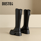 大东女靴厚底长筒靴女2026新款 加绒靴子秋冬高筒骑士靴小个子长靴