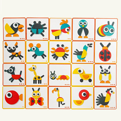 极速50pcs Animal Wooden Jigwsaw Puzzle Board Set Colorful Ba