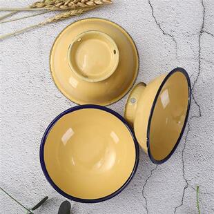 极速搪瓷碗洋瓷碗铁饭碗老式怀旧搪瓷餐具盘泡面碗饭W店用高脚羊