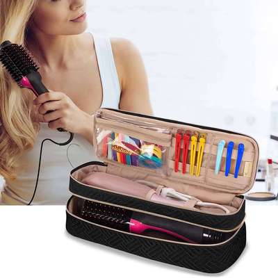 亚马逊双层旅行一体式吹风机收纳袋curling wand organizer bag