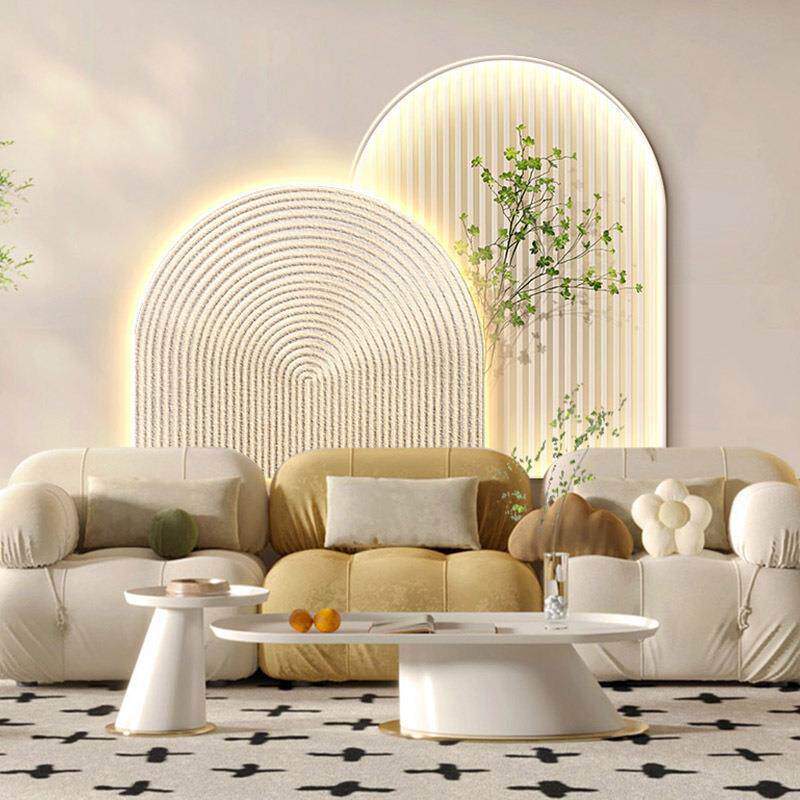 简约感挂画客厅墙壁背景装饰画奶油风轻奢现代高级绿植沙发灯画