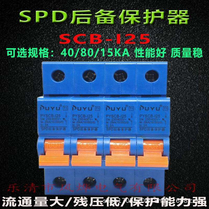 普跃浪涌电泳SPD后备保护器40/80/25KA配电箱柜防雷器SCB前端开关