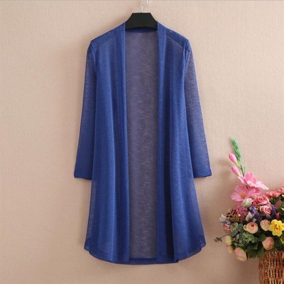 极速Spring Summer Auturmn Women Long Cardigan Solid Color Fe
