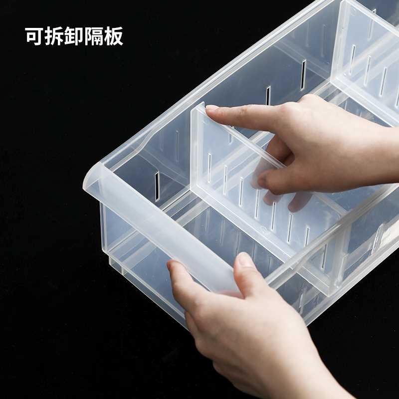 新品霜山厨房橱柜收纳盒家用透明塑料餐具锅具储物盒置.物架杂物