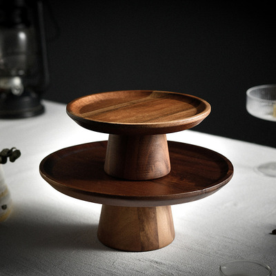 新品Tall fruit plate, wooden cHake, dessert plate