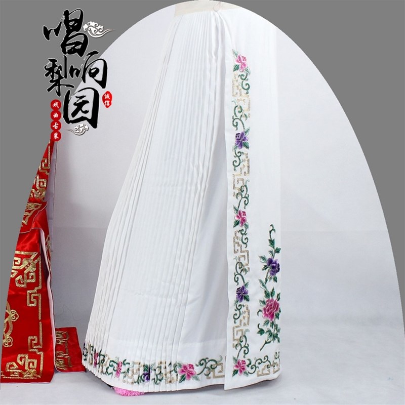 极速京剧戏曲服装旦角精品t鱼鳞马面裙青衣花旦五彩牡丹回纹鱼鳞