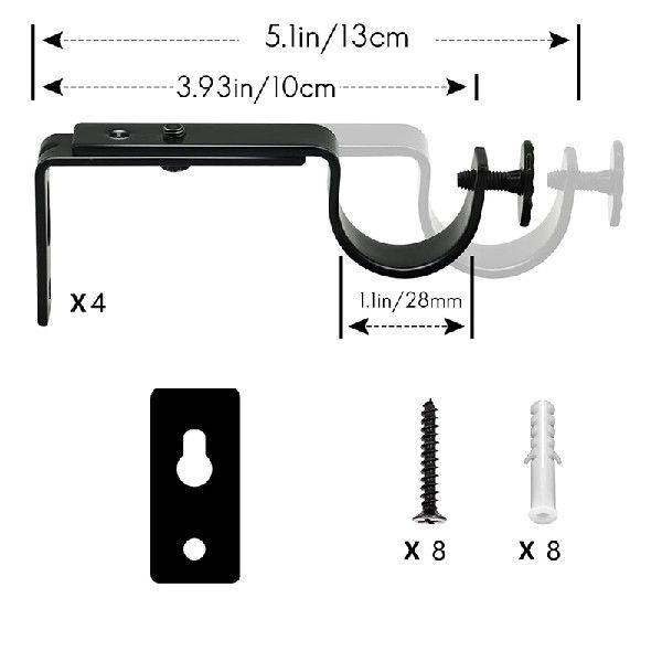 极速4 Pack Heavy lDuty Curtain Rod Holders Curtain Rods Hook