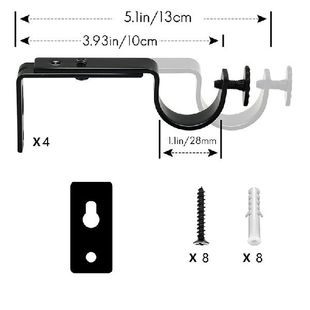 lDuty Curtain Rod 极速4 Rods Heavy Holders Hook Pack