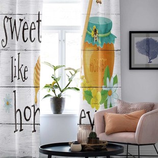 Jar Window Curtains 极速Bee Living Flomwer for Room Honey
