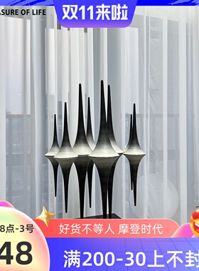新品轻奢金属倒影j锥体艺术锥形摆件样板间售楼处展示架玄关电视