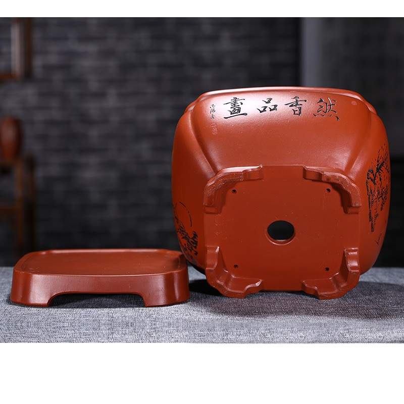 极速盆景花盆精品四方紫砂盆室y内客厅文竹罗汉松花盆榕树绿植桌