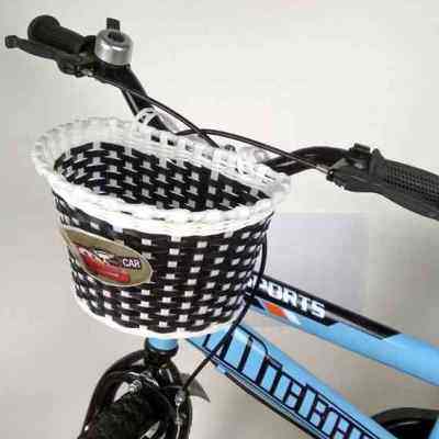 极速童车车筐自行车编织车篮子儿童挂篮I塑料篮大号滑板车前挂车