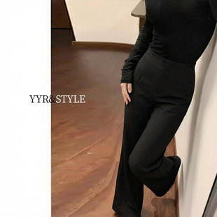 黑色微喇叭裤女裤子2026新款春季高级感垂感小个子显瘦休闲西装裤