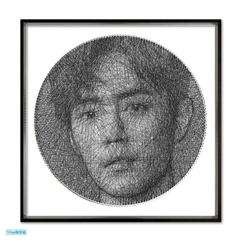 速发钉子绕线画DIY手工制作定制照片礼物diy线画 人像弦丝画送女
