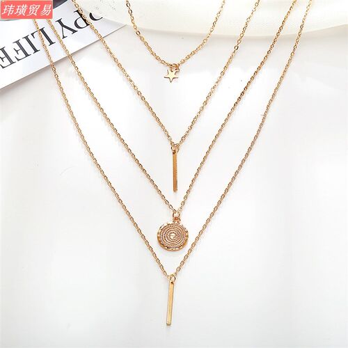 新品Star disc vertical bar pxendant multi-layer four-layer n