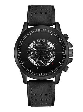 极速fashion Mejn Watches Luxury Leather Quartz Analog Date W