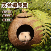 新品 仓鼠椰壳窝躲避屋夏天降温椰子D造景用品金丝熊房子别墅花枝