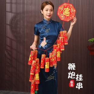 新品新年装饰鞭炮挂件假电子仿真鞭炮串炮仗爆P竹道具春节过年挂