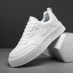 新品厚底增高鞋子男百搭潮鞋2026新款皮面小白鞋男款Y松糕板鞋男