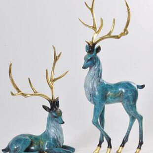 极速纯铜鹿落地桌面摆件寿鹿铜工艺礼品办公室家居W客厅装饰品加