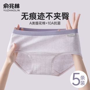 内裤 女士纯棉10A抗菌100%全棉裆中腰无痕a类棉少女生透气三角短裤