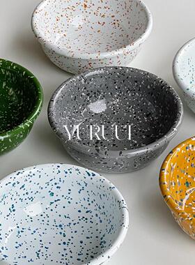 [YURUUI设计师]韩国Eding搪瓷泼墨彩色马克杯手握杯酸奶碗餐具