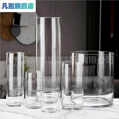 圆柱形鱼缸 小型创意玻璃金鱼缸 家用透明乌龟缸养花专用花瓶摆件