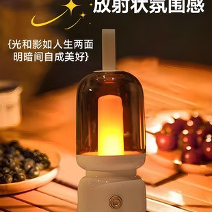 欧吉熊覆古手提小夜灯智能语音控制氛围灯露营超长续航USB充电款