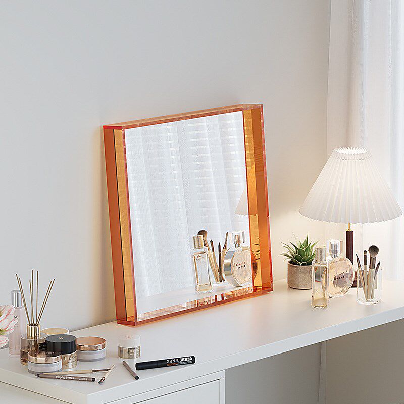 镜子化妆镜桌面台式网红高级感美妆镜多巴胺家用卧室梳妆台镜