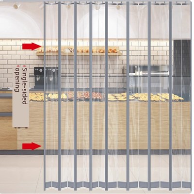 折叠磁门帘商店商业隔断窗帘防空调超市推拉式Pvc透明车间窗帘