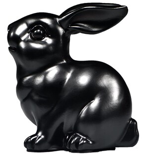 黑色木质兔子摆件实木雕刻十二生肖黑兔吉祥物客厅补角装饰工艺品