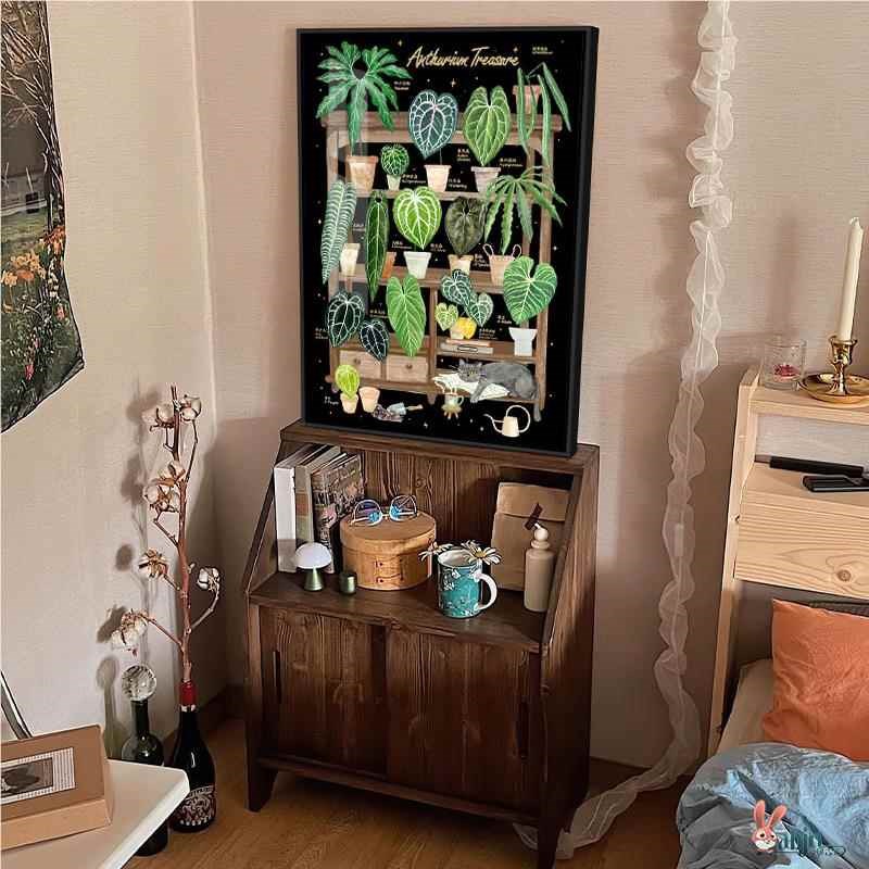 角落里的植物架钻石画p满钻手工贴艺术创意砖石绣十字绣刺绣装饰图片