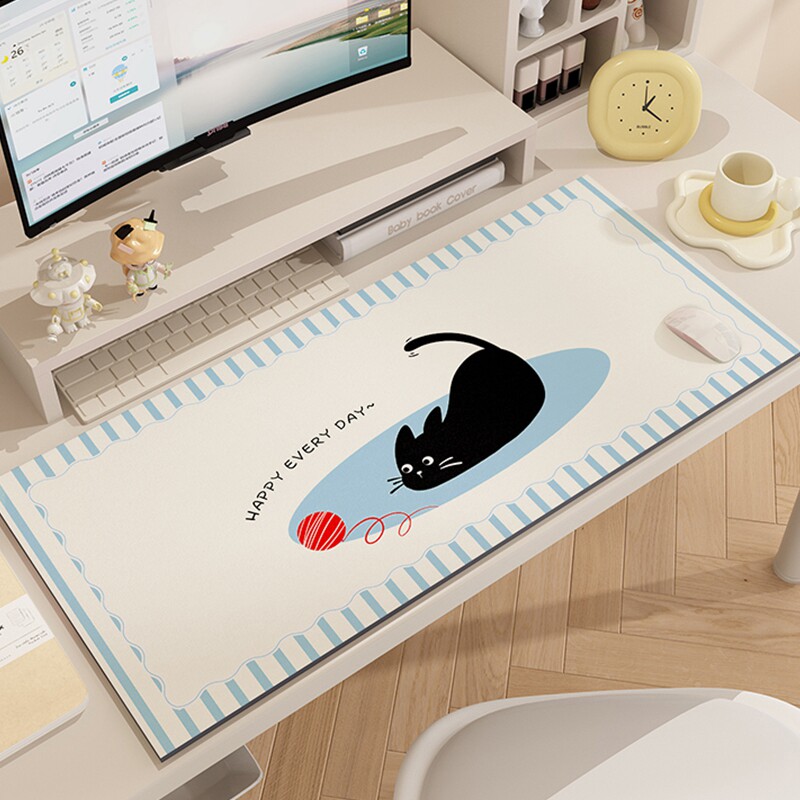 蓝色简约电脑办公桌垫ins风大号鼠标垫男孩写字台学习桌垫可擦洗