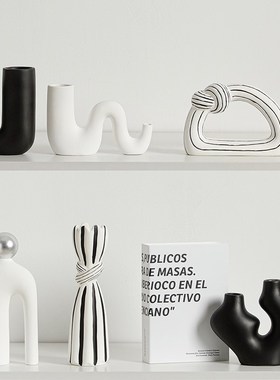 黑白意式风格客厅装饰摆件艺术品高级感现代简约酒柜Y餐边柜软装