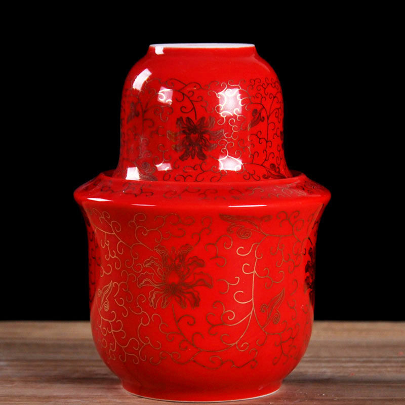 半斤温酒器烫酒壶二两装陶瓷耐高温家用仿古酒具套装烈酒黄白酒杯