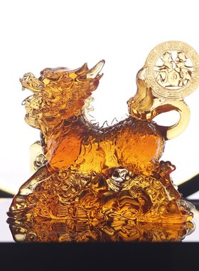 速发琉璃工艺品招财福赐麒麟摆件乔对旺财家居饰品酒柜一迁送朋友
