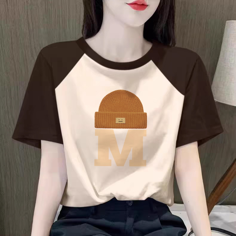 速发美式复夏t感插肩撞色古季2025新款半袖宽松设计恤上衣