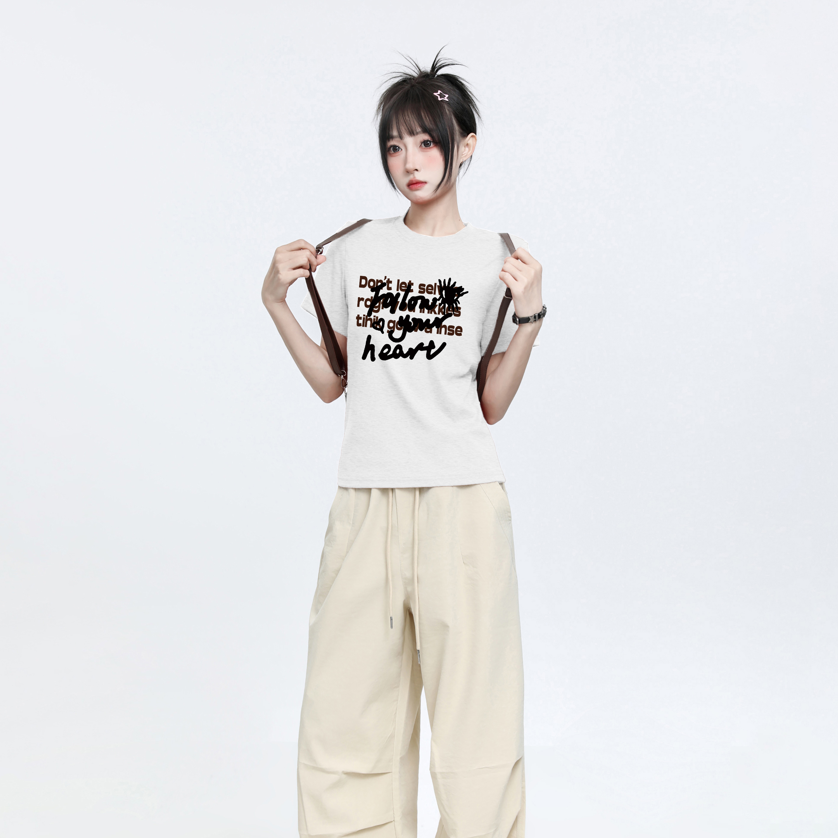 速发卡腰小衫正肩t恤2420新款夏独致别特掐腰甜辣风小上衣