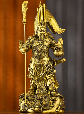 速发黄铜关公武财神像九龙立刀关二爷关室羽厅办公客公司开业送礼