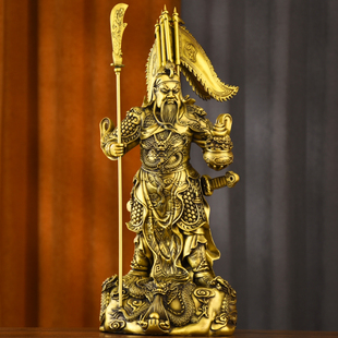 速发黄铜关公武财神像九龙立刀关二爷关室羽厅办公客公司开业送礼