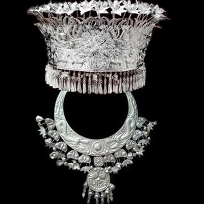 速发苗族侗族头饰瑶族畲族土家族银色黎族演族舞蹈佤出头饰项圈